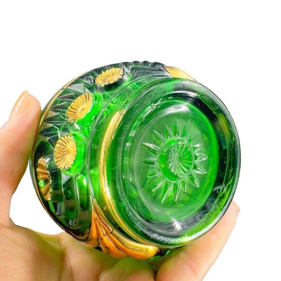 1896 EAPG Riverside Esther Emerald Glass Gold Spooner Antique Glass Vase VINTAGE - Picture 7 of 16